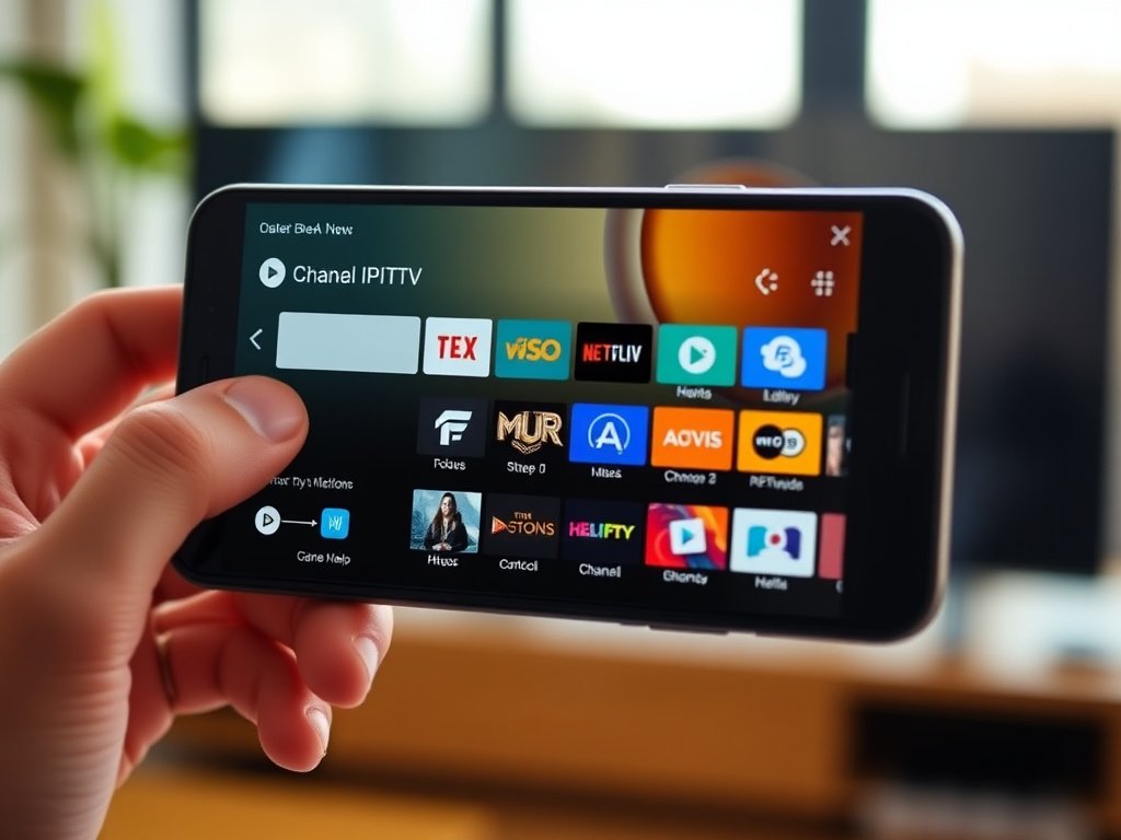 IPTV Smarters Pro for Android app interface showing channel guide on smartphone screen
