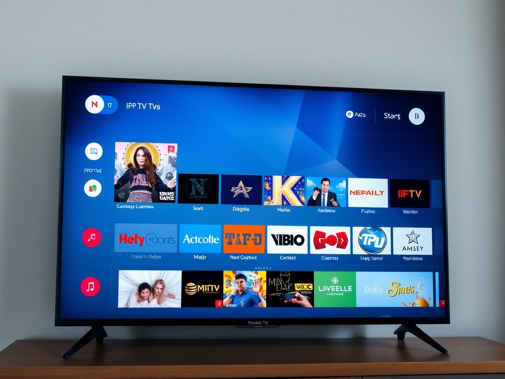 IPTV Smarters Pro interface displaying live TV channels on a smart TV screen