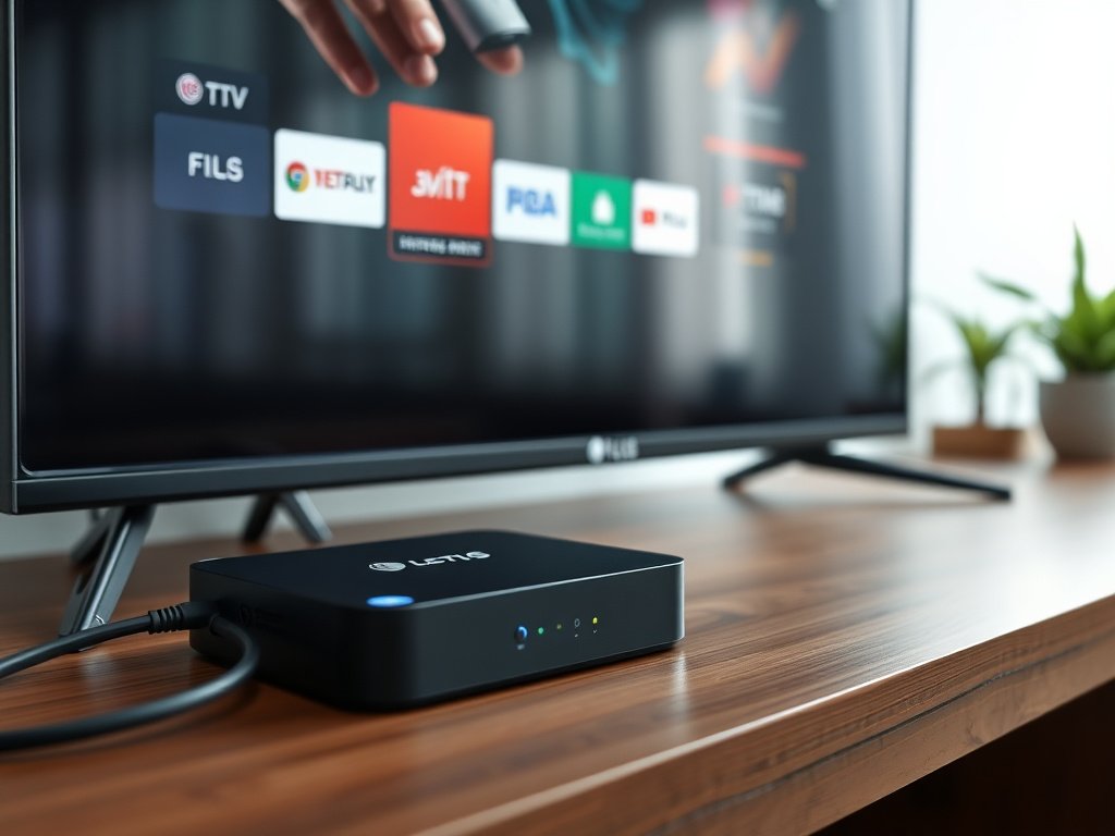IPTV Smarters Pro LG Smart TV setup with Android TV box connected via HDMI cable