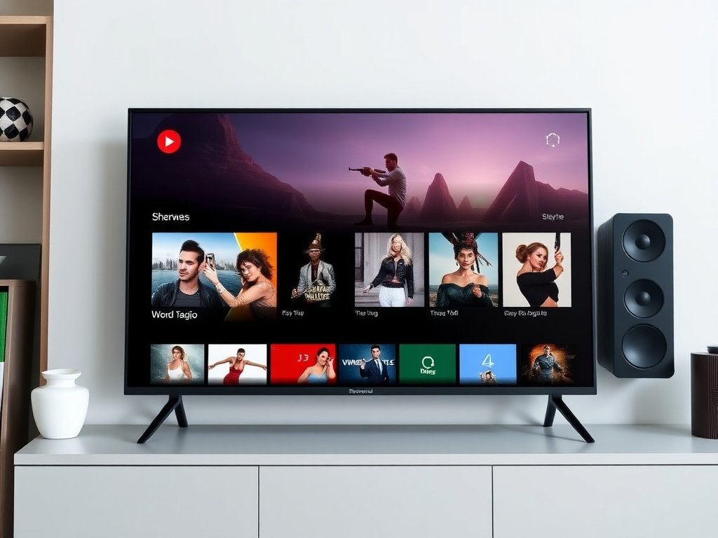 Smart TV screen showing IPTV Smarters Pro app interface with channel grid layout