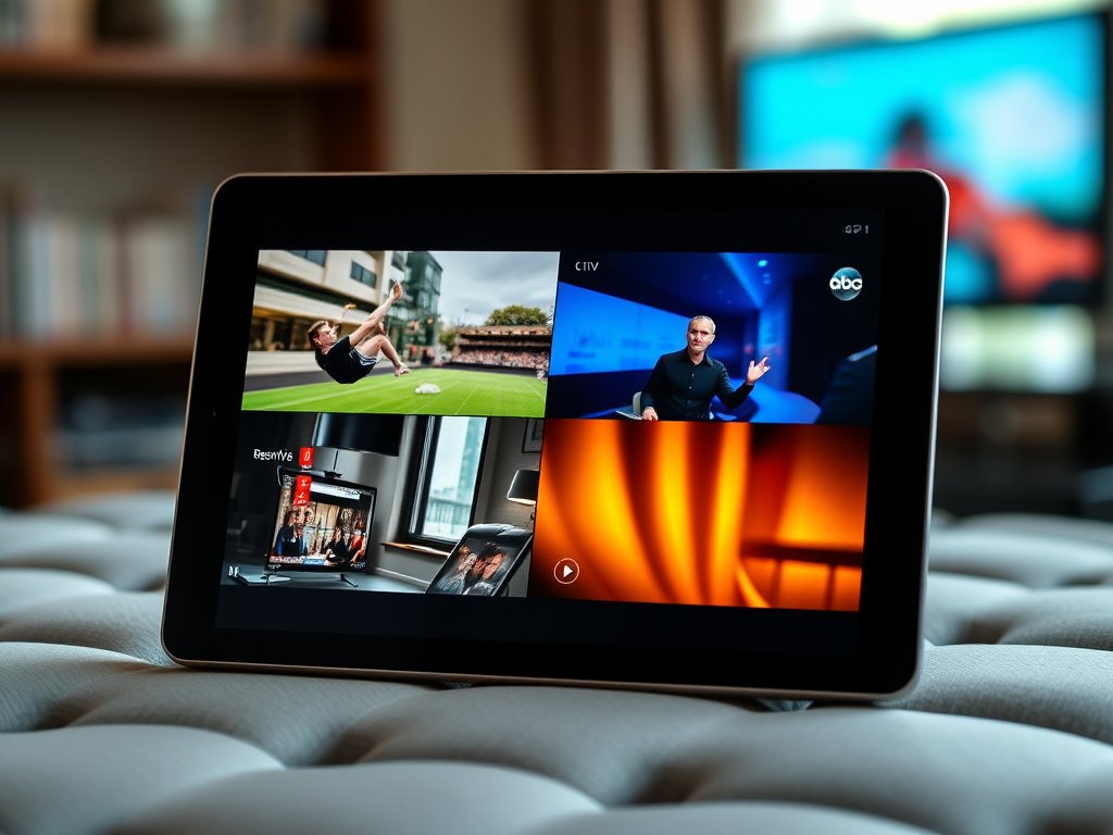 Split-screen view of IPTV Smarters Pro for Android showing multiple live channels on tablet