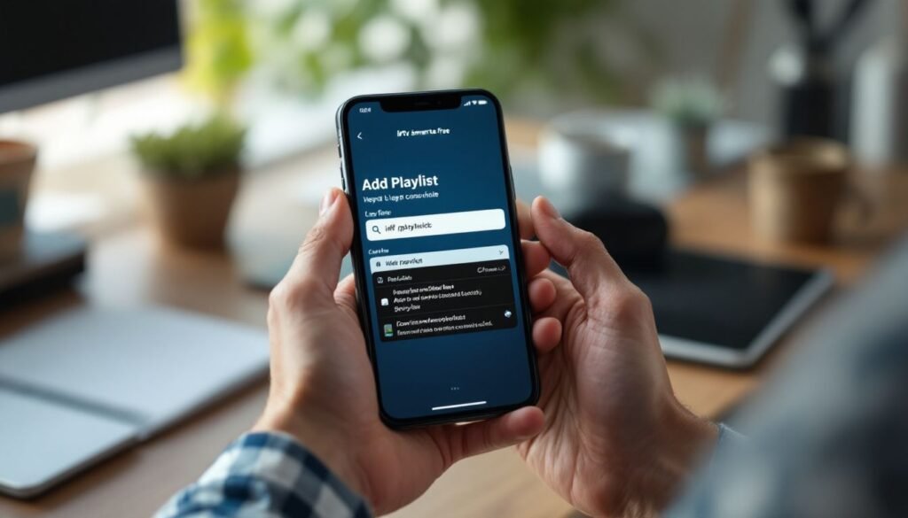 Close‑up of a smartphone displaying the iptv smarters pro free add‑playlist screen