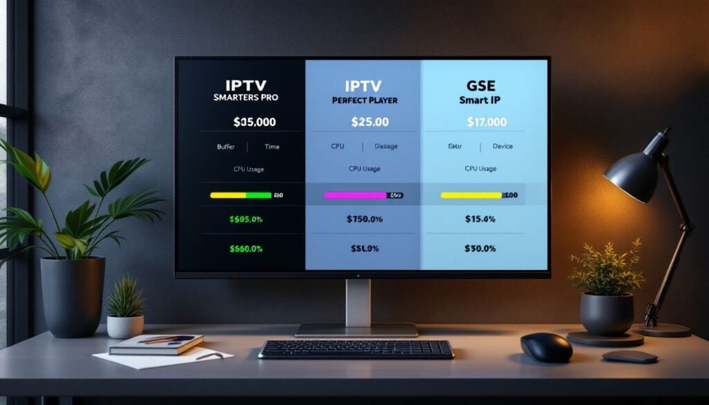 Comparison chart image highlighting iptv smarters pro download performance versus other IPTV apps